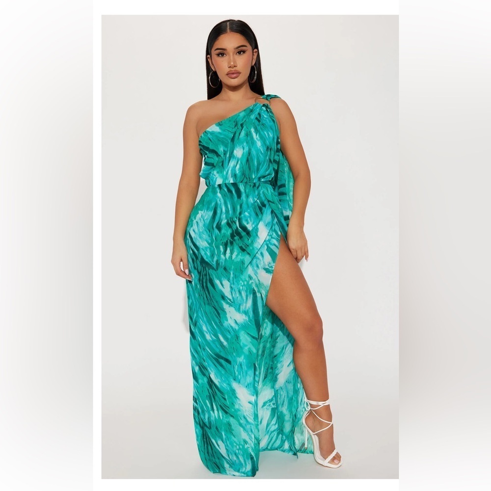 Fashion Nova Green Combo Maxi Dress